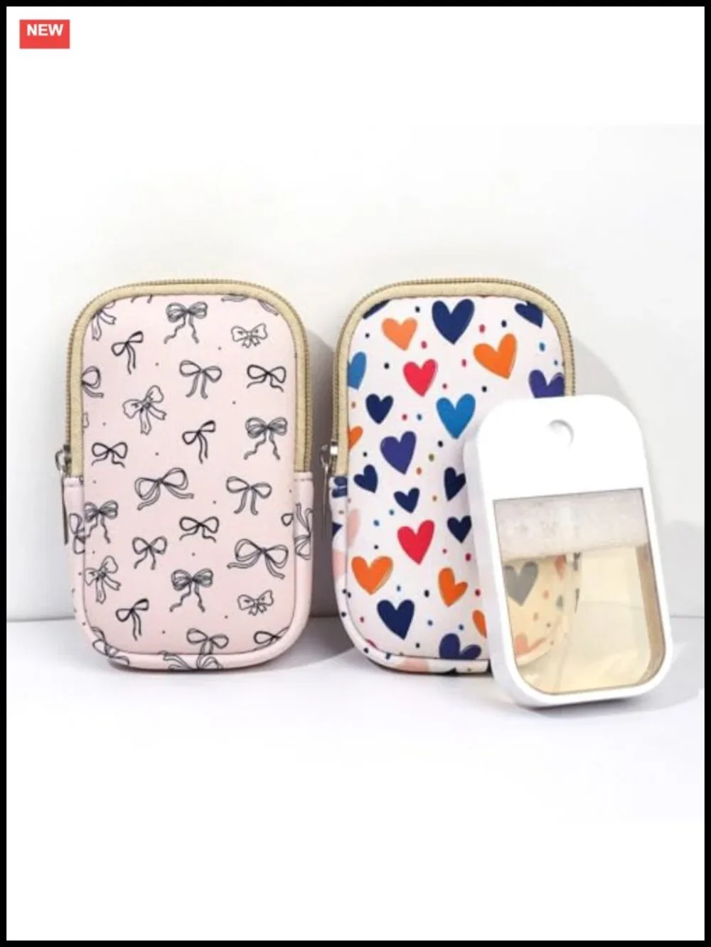 2 Pack Mini Zippered Neoprene Pouch with Keyring